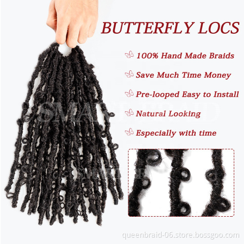 Butterfly Locs Hair Pre-twisted Distressed Crochet Hair Easy Installed Natural 1B # Twist Braids Crochet Hair